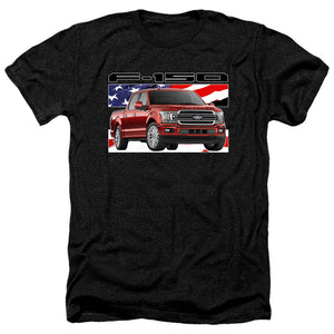 AN OFFCIALLY LICENSED FORD TRUCKS F 150 FLAG MEN'S HEATHER T-SHIRT CHARCOAL