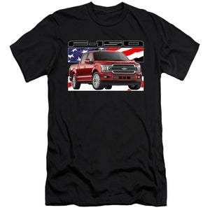 AN OFFCIALLY LICENSED FORD TRUCKS F 150 FLAG MEN'S PREMIUM SLIM FIT T-SHIRT BLACK