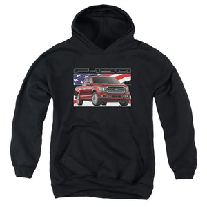 AN OFFCIALLY LICENSED FORD TRUCKS F 150 FLAG YOUTH HOODIE BLACK