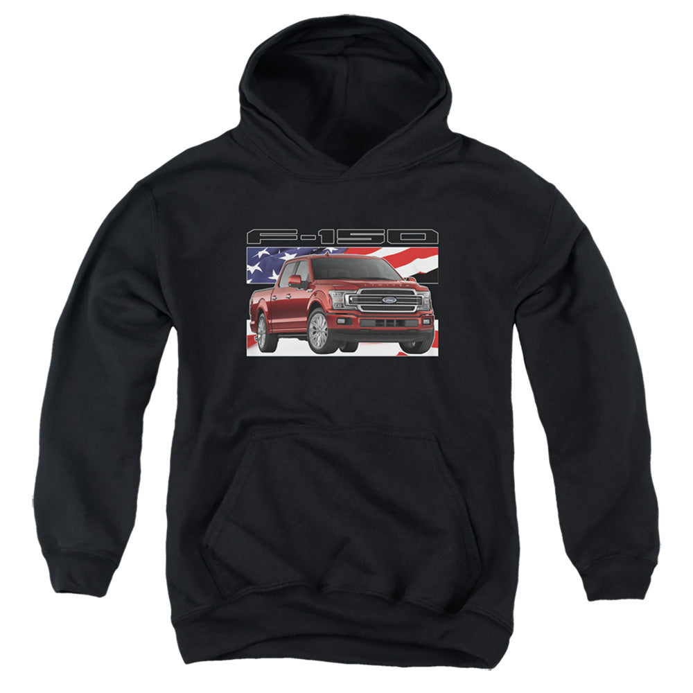 AN OFFCIALLY LICENSED FORD TRUCKS F 150 FLAG YOUTH HOODIE BLACK