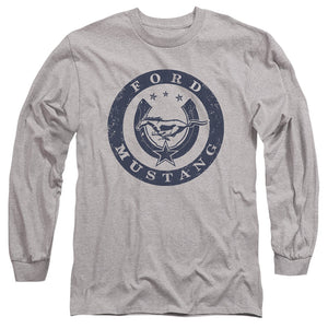 AN OFFCIALLY LICENSED FORD MUSTANG LUCKY FORD MUSTANG MEN'S LONG SLEEVE T-SHIRT ATHLETIC HEATHER