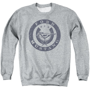 AN OFFCIALLY LICENSED FORD MUSTANG LUCKY FORD MUSTANG ADULT UNISEX CREWNECK SWEATSHIRT ATHLETIC HEATHER
