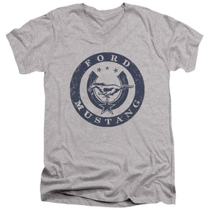 AN OFFCIALLY LICENSED FORD MUSTANG LUCKY FORD MUSTANG MEN'S V-NECK T-SHIRT ATHLETIC HEATHER