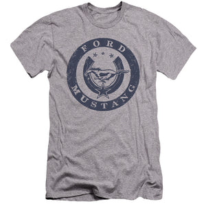 AN OFFCIALLY LICENSED FORD MUSTANG LUCKY FORD MUSTANG MEN'S PREMIUM SLIM FIT T-SHIRT ATHLETIC HEATHER