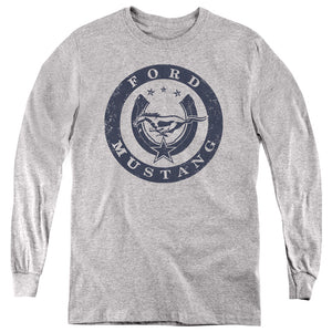 AN OFFCIALLY LICENSED FORD MUSTANG LUCKY FORD MUSTANG YOUTH LONG SLEEVE T-SHIRT ATHLETIC HEATHER