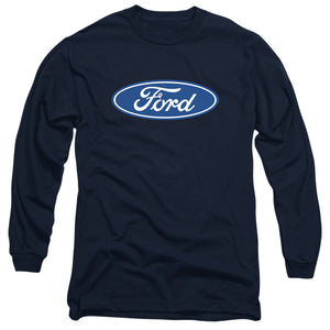 AN OFFCIALLY LICENSED FORD DIMENSIONAL LOGO MEN'S LONG SLEEVE T-SHIRT NAVY