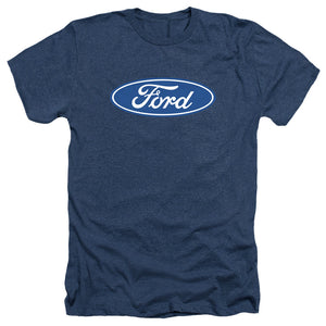 AN OFFCIALLY LICENSED FORD DIMENSIONAL LOGO MEN'S HEATHER T-SHIRT NAVY