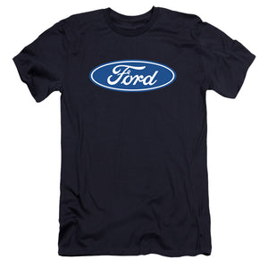 AN OFFCIALLY LICENSED FORD DIMENSIONAL LOGO MEN'S PREMIUM SLIM FIT T-SHIRT NAVY