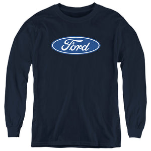 AN OFFCIALLY LICENSED FORD DIMENSIONAL LOGO YOUTH LONG SLEEVE T-SHIRT NAVY