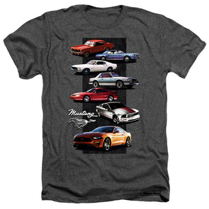 AN OFFCIALLY LICENSED FORD MUSTANG MUSTANG STACK MEN'S HEATHER T-SHIRT CHARCOAL