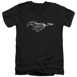 AN OFFCIALLY LICENSED FORD MUSTANG MODERN MUSTANG MEN'S V-NECK T-SHIRT BLACK