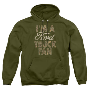 AN OFFCIALLY LICENSED FORD FORD TRUCK MAN CAMO ADULT UNISEX PULLOVER HOODIE MILITARY GREEN