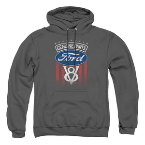 AN OFFCIALLY LICENSED FORD GENUINE PARTS FLAG ADULT UNISEX PULLOVER HOODIE CHARCOAL