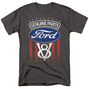 AN OFFCIALLY LICENSED FORD GENUINE PARTS FLAG MEN'S REGULAR FIT T-SHIRT CHARCOAL
