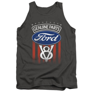 AN OFFCIALLY LICENSED FORD GENUINE PARTS FLAG ADULT UNISEX TANK TOP CHARCOAL