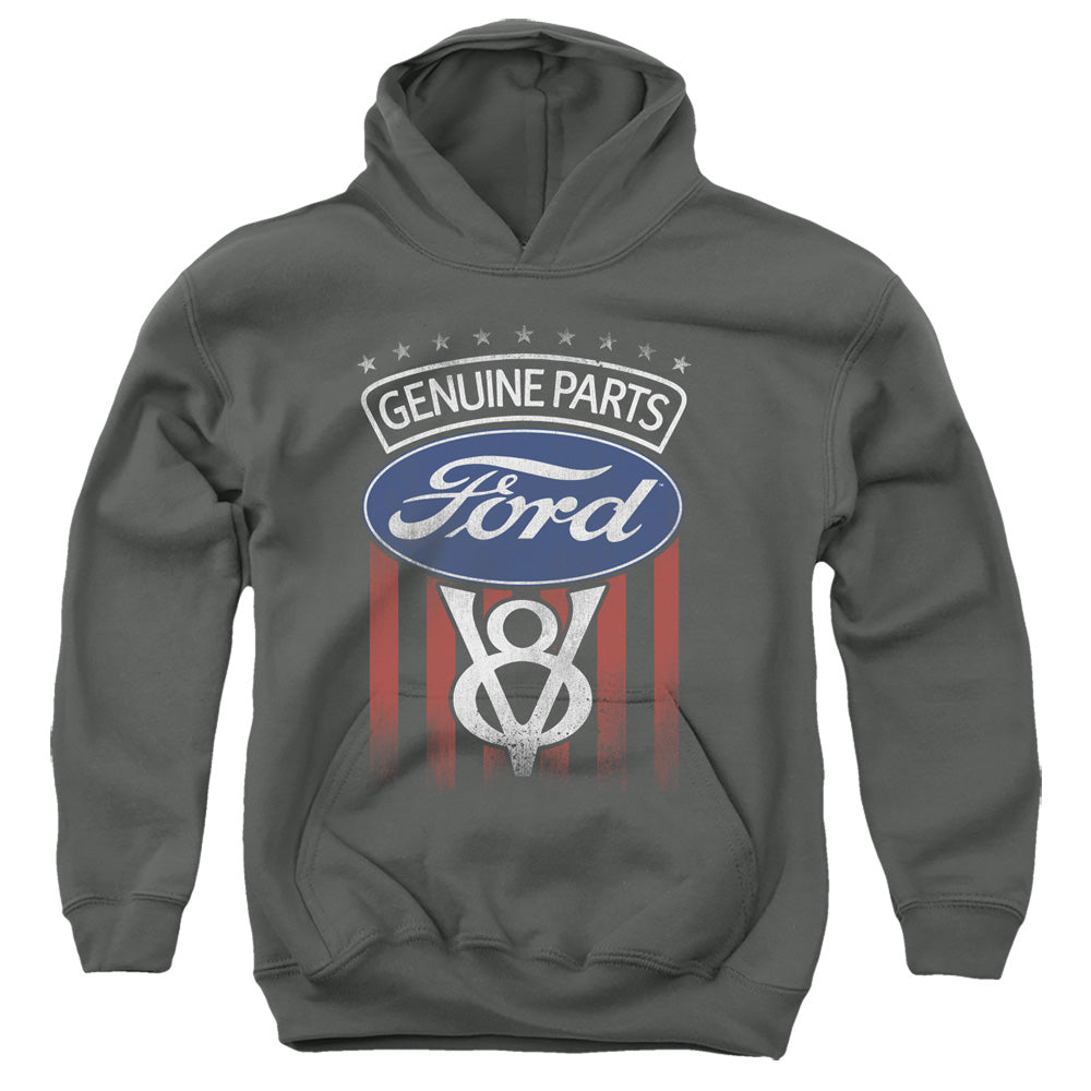 AN OFFCIALLY LICENSED FORD GENUINE PARTS FLAG YOUTH HOODIE CHARCOAL