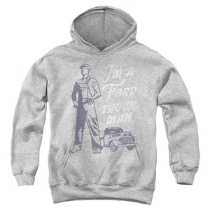 AN OFFCIALLY LICENSED FORD FORD TRUCK MAN CLASSIC YOUTH HOODIE ATHLETIC HEATHER