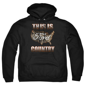 AN OFFCIALLY LICENSED FORD GO FURTHER ORANGE CAMO ADULT UNISEX PULLOVER HOODIE BLACK