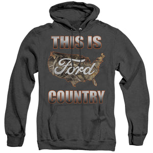 AN OFFCIALLY LICENSED FORD GO FURTHER ORANGE CAMO ADULT UNISEX HEATHER PULLOVER HOODIE BLACK