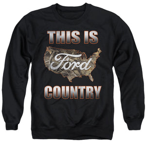 AN OFFCIALLY LICENSED FORD GO FURTHER ORANGE CAMO ADULT UNISEX CREWNECK SWEATSHIRT BLACK