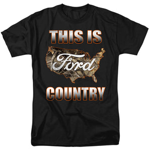 AN OFFCIALLY LICENSED FORD GO FURTHER ORANGE CAMO MEN'S REGULAR FIT T-SHIRT BLACK