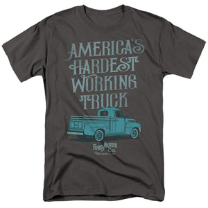 AN OFFCIALLY LICENSED FORD VINTAGE AMERICA'S HARDEST WORKING TRUCK MEN'S REGULAR FIT T-SHIRT CHARCOAL