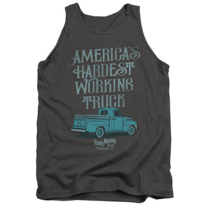 AN OFFCIALLY LICENSED FORD VINTAGE AMERICA'S HARDEST WORKING TRUCK ADULT UNISEX TANK TOP CHARCOAL