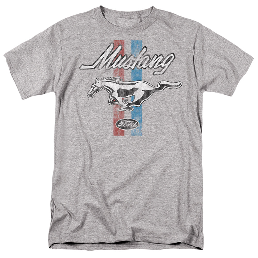 AN OFFCIALLY LICENSED FORD MUSTANG MUSTANG STRIPES MEN'S REGULAR FIT T-SHIRT ATHLETIC HEATHER