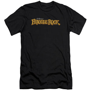 AN OFFCIALLY LICENSED FRAGGLE ROCK LOGO MEN'S PREMIUM SLIM FIT T-SHIRT BLACK