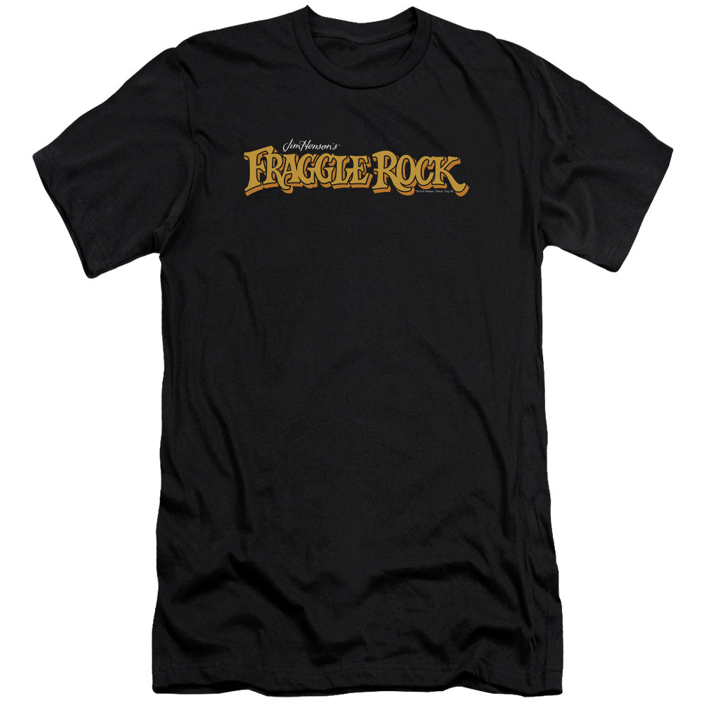 AN OFFCIALLY LICENSED FRAGGLE ROCK LOGO MEN'S PREMIUM SLIM FIT T-SHIRT BLACK