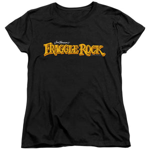 AN OFFCIALLY LICENSED FRAGGLE ROCK LOGO WOMEN'S REGULAR FIT T-SHIRT BLACK