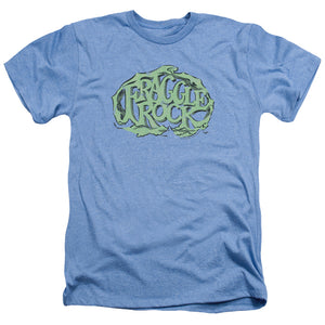 AN OFFCIALLY LICENSED FRAGGLE ROCK VACE LOGO MEN'S HEATHER T-SHIRT LIGHT BLUE