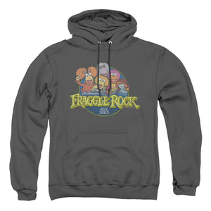 AN OFFCIALLY LICENSED FRAGGLE ROCK CIRCLE LOGO ADULT UNISEX PULLOVER HOODIE CHARCOAL