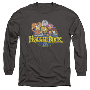 AN OFFCIALLY LICENSED FRAGGLE ROCK CIRCLE LOGO MEN'S LONG SLEEVE T-SHIRT CHARCOAL