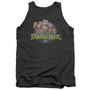 AN OFFCIALLY LICENSED FRAGGLE ROCK CIRCLE LOGO ADULT UNISEX TANK TOP CHARCOAL