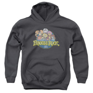 AN OFFCIALLY LICENSED FRAGGLE ROCK CIRCLE LOGO YOUTH HOODIE CHARCOAL