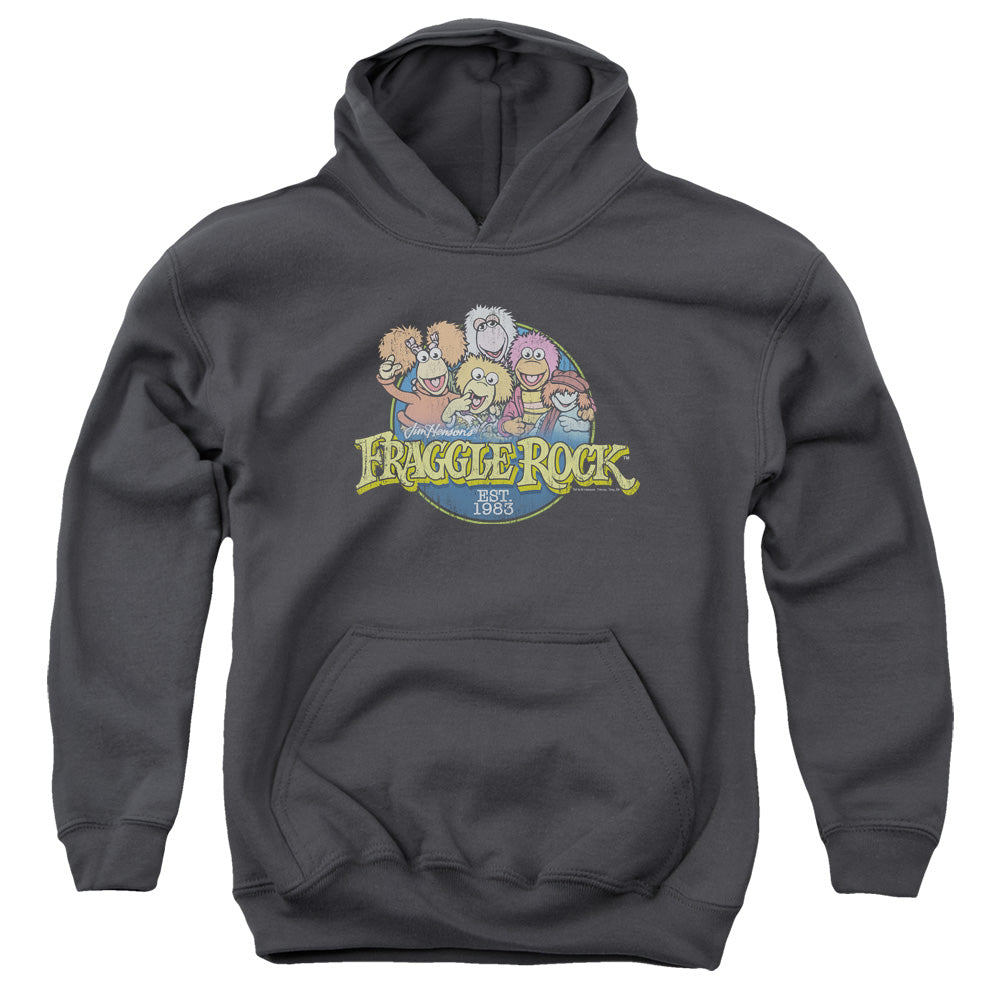 AN OFFCIALLY LICENSED FRAGGLE ROCK CIRCLE LOGO YOUTH HOODIE CHARCOAL