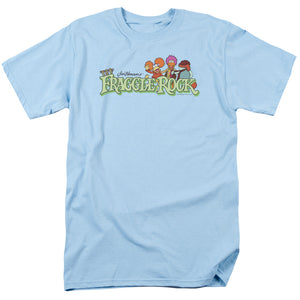 AN OFFCIALLY LICENSED FRAGGLE ROCK LEAF LOGO MEN'S REGULAR FIT T-SHIRT LIGHT BLUE