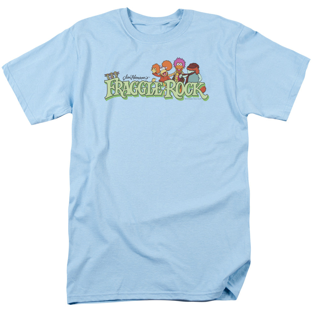 AN OFFCIALLY LICENSED FRAGGLE ROCK LEAF LOGO MEN'S REGULAR FIT T-SHIRT LIGHT BLUE