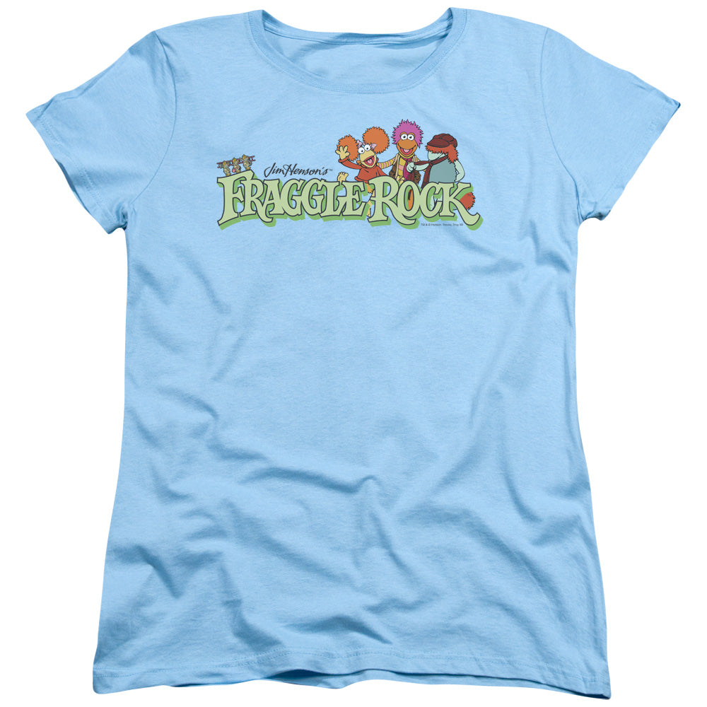 AN OFFCIALLY LICENSED FRAGGLE ROCK LEAF LOGO WOMEN'S REGULAR FIT T-SHIRT LIGHT BLUE