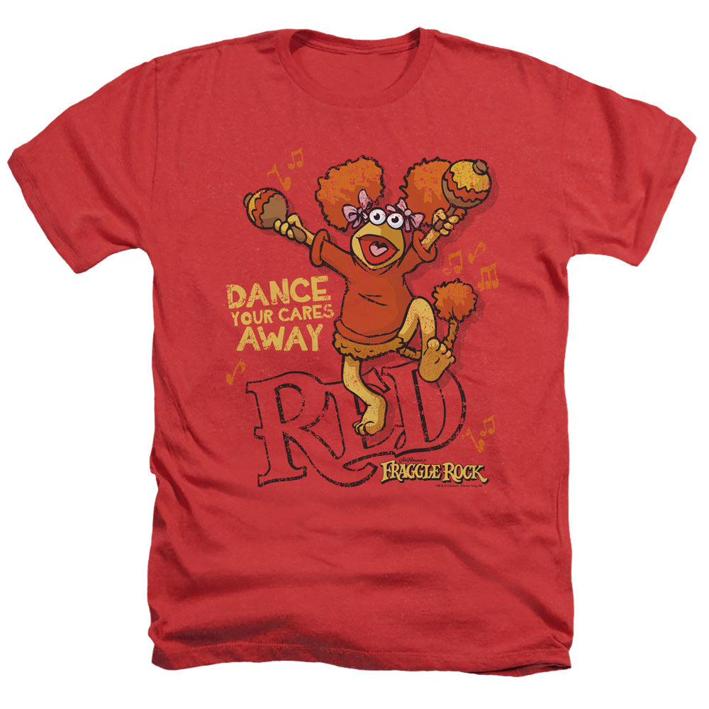 AN OFFCIALLY LICENSED FRAGGLE ROCK DANCE MEN'S HEATHER T-SHIRT RED