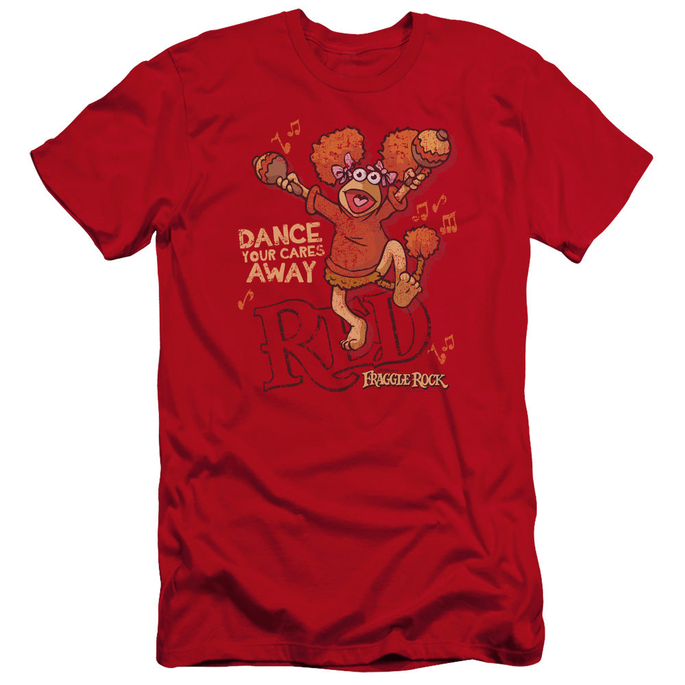 AN OFFCIALLY LICENSED FRAGGLE ROCK DANCE MEN'S PREMIUM SLIM FIT T-SHIRT RED