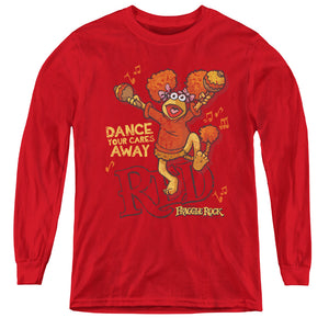 AN OFFCIALLY LICENSED FRAGGLE ROCK DANCE YOUTH LONG SLEEVE T-SHIRT RED