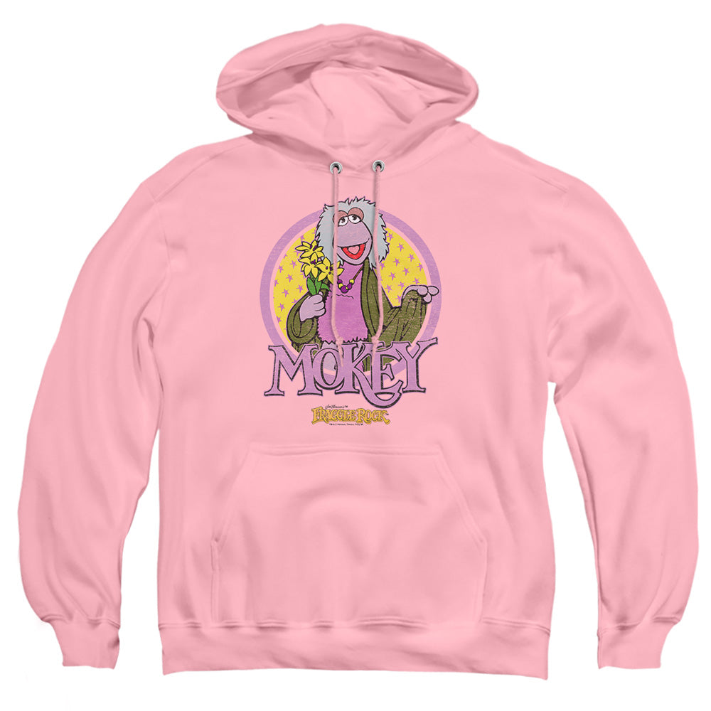 AN OFFCIALLY LICENSED FRAGGLE ROCK MOKEY CIRCLE ADULT UNISEX PULLOVER HOODIE PINK