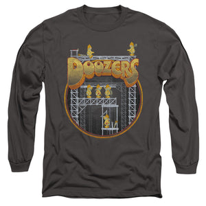 AN OFFCIALLY LICENSED FRAGGLE ROCK DOOZERS CONSTRUCTION MEN'S LONG SLEEVE T-SHIRT CHARCOAL