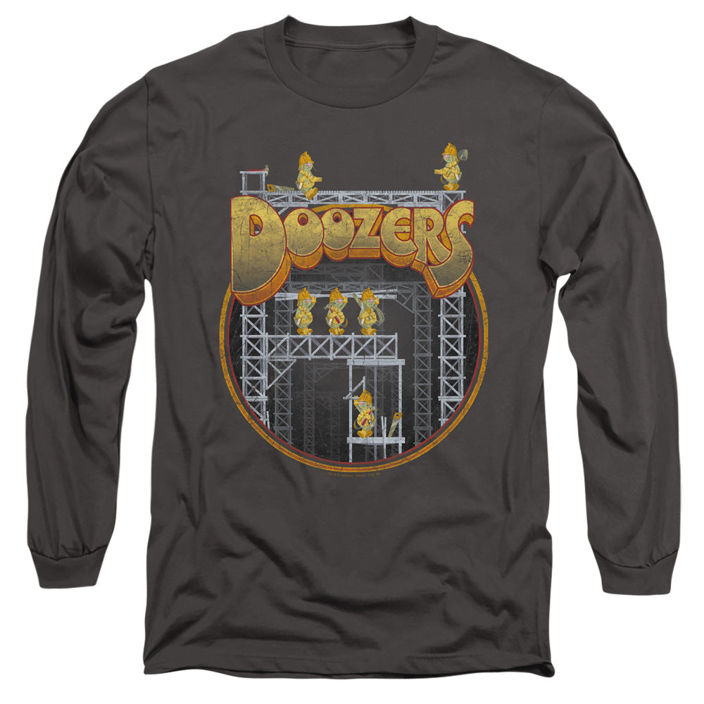 AN OFFCIALLY LICENSED FRAGGLE ROCK DOOZERS CONSTRUCTION MEN'S LONG SLEEVE T-SHIRT CHARCOAL