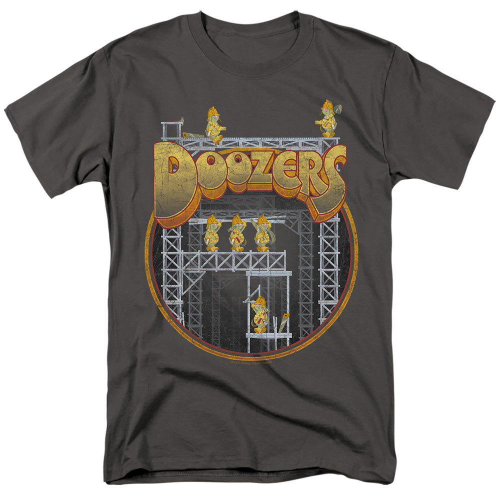 AN OFFCIALLY LICENSED FRAGGLE ROCK DOOZERS CONSTRUCTION MEN'S REGULAR FIT T-SHIRT CHARCOAL