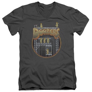 AN OFFCIALLY LICENSED FRAGGLE ROCK DOOZERS CONSTRUCTION MEN'S V-NECK T-SHIRT CHARCOAL