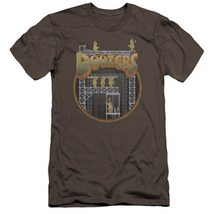 AN OFFCIALLY LICENSED FRAGGLE ROCK DOOZERS CONSTRUCTION MEN'S PREMIUM SLIM FIT T-SHIRT CHARCOAL