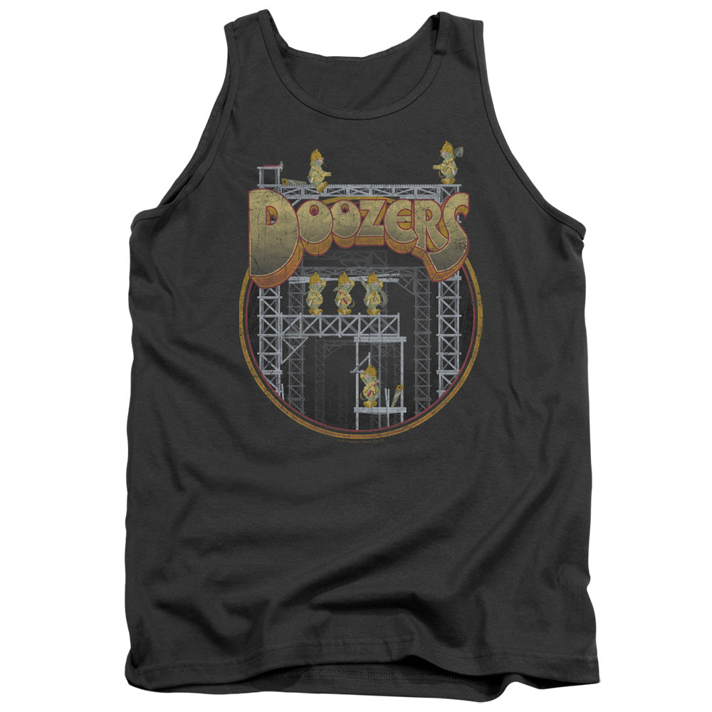 AN OFFCIALLY LICENSED FRAGGLE ROCK DOOZERS CONSTRUCTION ADULT UNISEX TANK TOP CHARCOAL